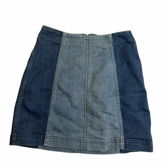 Free People Two Toned Panel Denim Mini Skirt size 0 - Picture 2 of 5